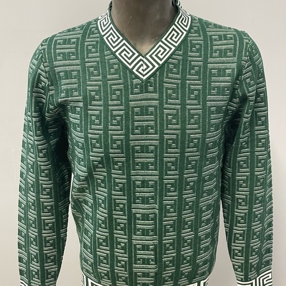 Prestige sweater vneck green regular fit soft cotton - Picture 1 of 3